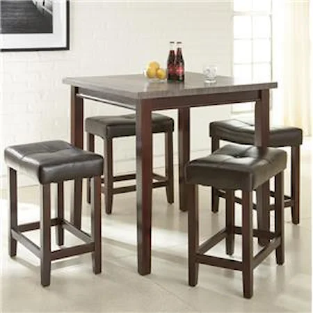 5 Piece Counter Table Set with Cushioned Stools
